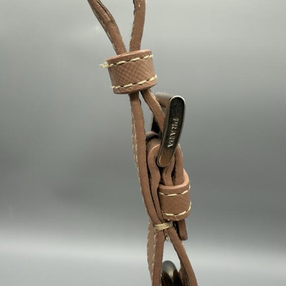 Prada Nylon Floral Applique Shoulder Bag Pink Beige Made in Italy - Picture 8 of 16